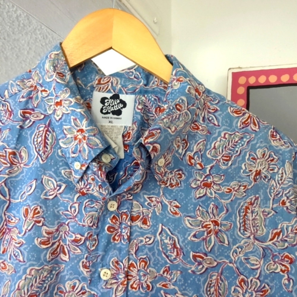 🌴 Vintage HILO HATTIE Reverse Print Shirt XL Hawaiian vacation Floral Popover